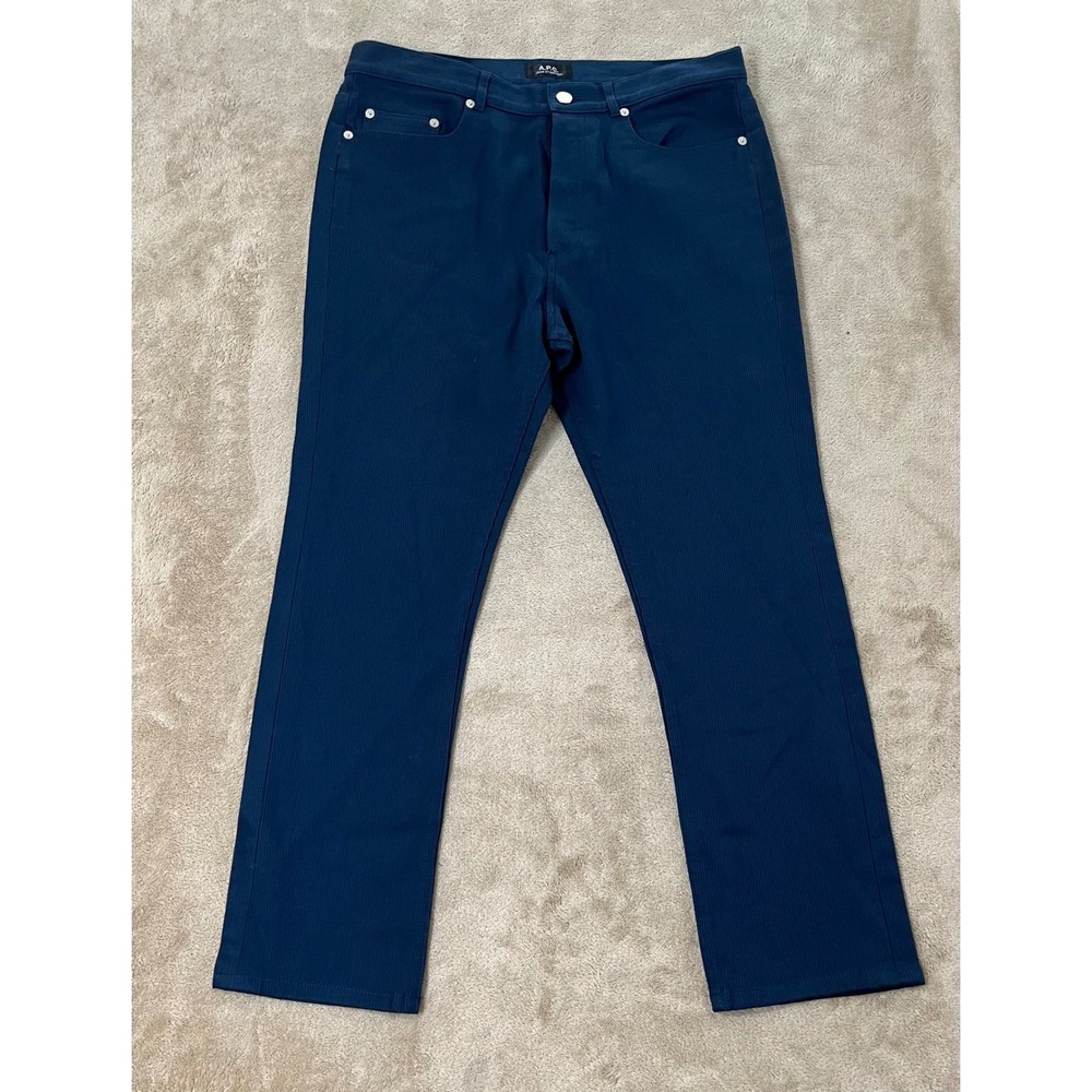 APC Jean Standard Men 31 Blue Button Fly Textured Corduroy Pant Straight Leg EUC